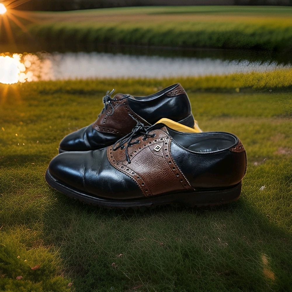 Footjoy Classics Spikeless Leather Teaching Golf Shoe Black Brown Saddle Size 9C